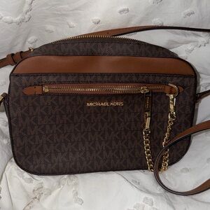 Michael Kors Brown and Gold Crossbody Bag